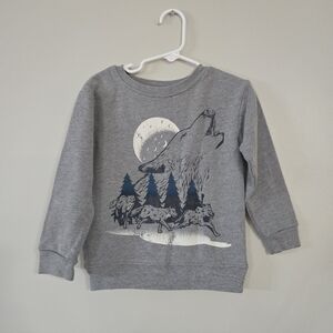 Garanimals Gray Kids Sweatshirt with Wolf and Moon Design, Size 3T